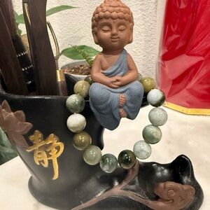 Men’s Jade Beaded Bracelet – Natural Green Stone Jewelry